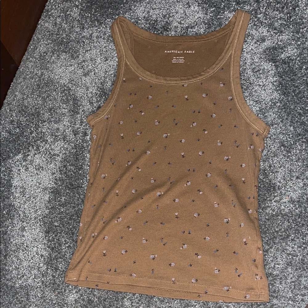 American Eagle Outfitters Tan Patterned Tank Top